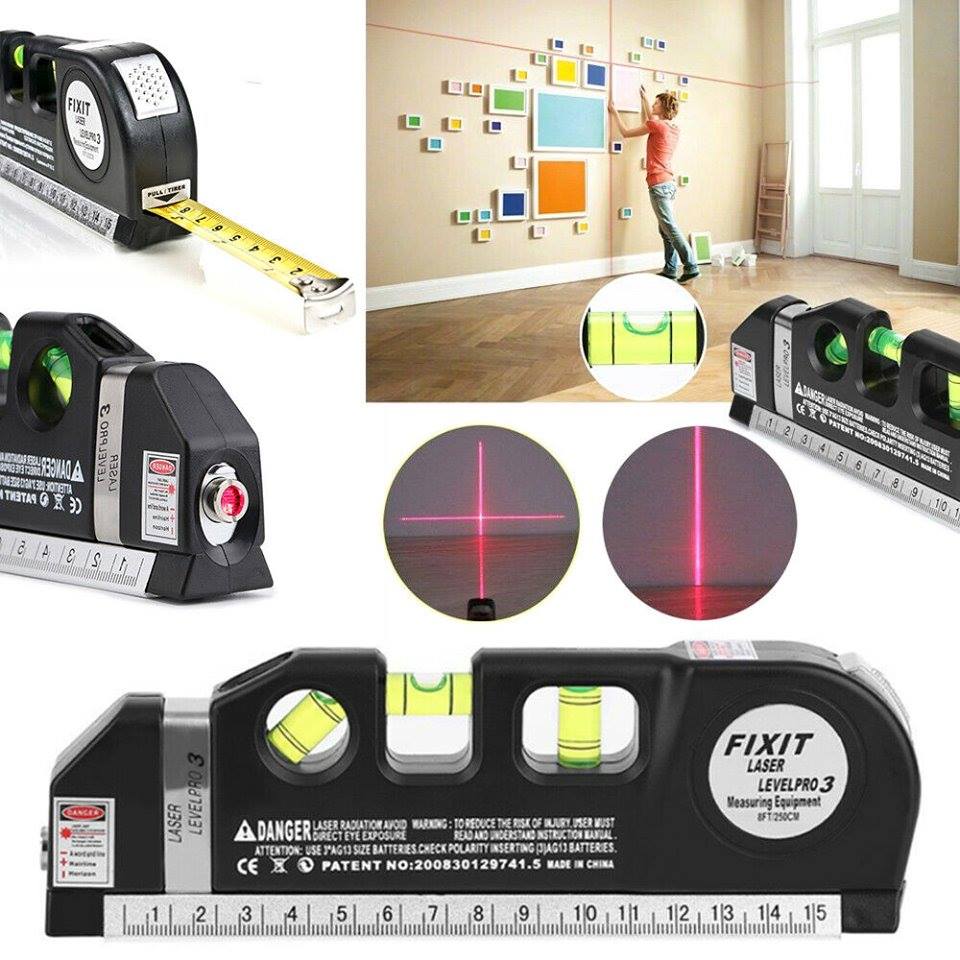 5 in 1 Multi Purpose Laser Level Pro 3, Laser Leveler With Measuring Tape & Laser Beam, High Quality Laser Level Device