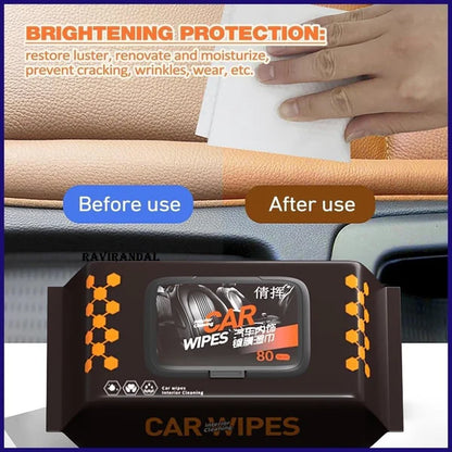 Car interior cleaning and polishing wipes (PACK OF 80)